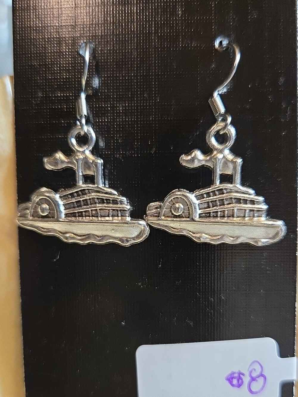 Silver Boat Dangle Earrings - Nautical Charm